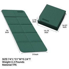 Foldable Yoga Mat 75″ x 31″, 6mm Thick TPE Grip Exercise Mat for Home, Travel…