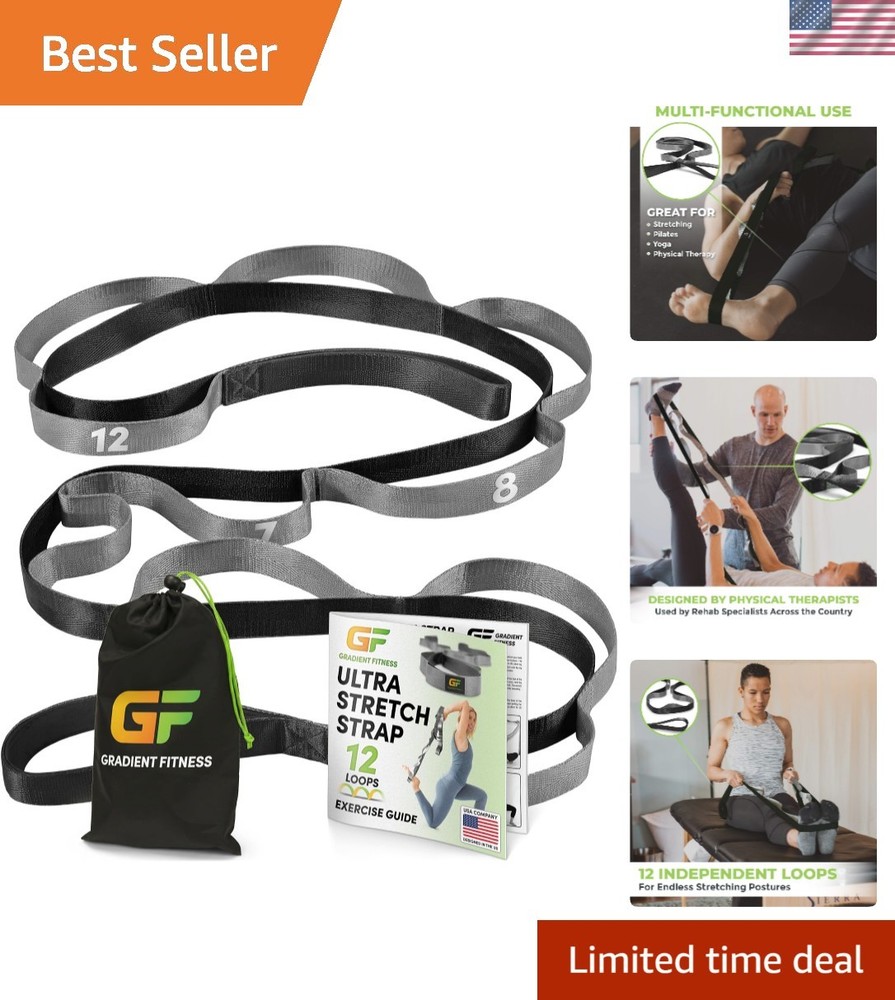 Yoga and Therapy Stretch Strap with 12 Loops – Designed for Maximum Comfort