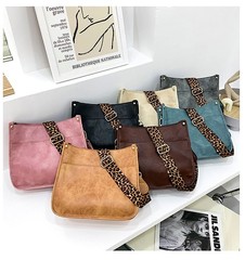 Women’s Leopard Guitar Strap Crossbody Purse Shoulder Bucket Cross-body Purse