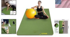 Large 1/2″ Thick TPE Yoga Mat 72″x48″ Green – Superior Comfort Non-Slip Gym