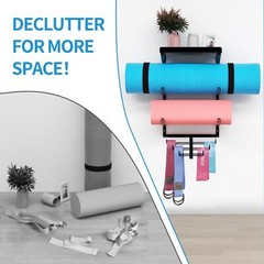 Yoga Mat Holder Wall Mount Yoga Mat Storage Rack Home Gym Accessories With 3 And