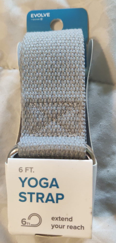 Evolve Yoga Strap Gray 6 Feet Machine Washable 100% Polyester Durable D-Ring