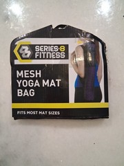 Yoga Mat Carrier Mesh Bag, Adjustable Strap Black Nylon, Fits Standard Mat