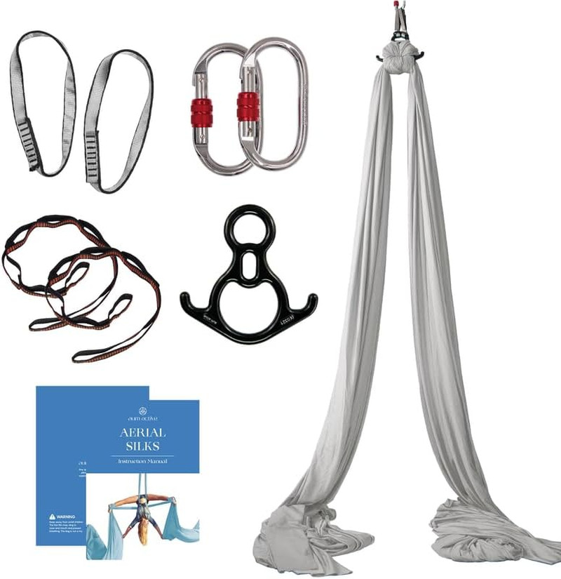 Aerial Silks Starter Kit – Durable 9 Yards of Aerial Yoga Hammock with Hardware