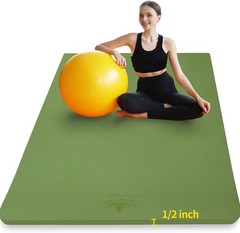Large 1/2″ Thick TPE Yoga Mat 72″x48″ Green – Superior Comfort Non-Slip Gym