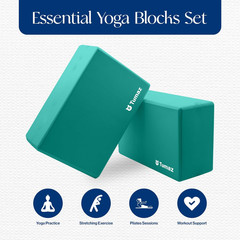 Non-Slip Yoga Blocks 2-Pack – High Density/Lightweight EVA Foam & Natural Cork f