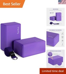 Yoga Block & Strap Combo – 2 Soft Non-Slip Blocks & Durable D-Ring