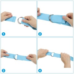 6Pcs 8 Feet Cotton Yoga Strap Belt Stretch Bands with D-Ring Buckle, Navy Blue