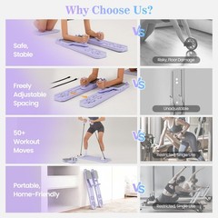 Nicoler Portable Pilates Reformer – Pilates Board 8-In-1 Multi-Functional