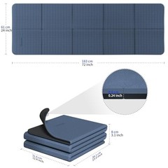 Foldable Yoga Mat for Travel Folding Yoga Mat 6mm Thick with Carrying Blue