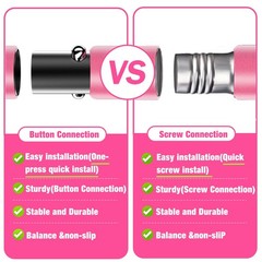Bbtops Pilates Bar Kit with Resistance Bands(4 x Bands),3-Section Pink