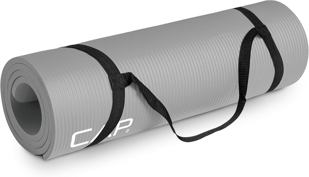 CAP Barbell 1/2-Inch High Density Exercise Yoga Mat with Strap | Multiple Option