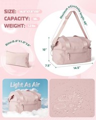 Small Gym Bag with Yoga Mat Holder, Wet Pocket and a Separate Pouch, Small Pink