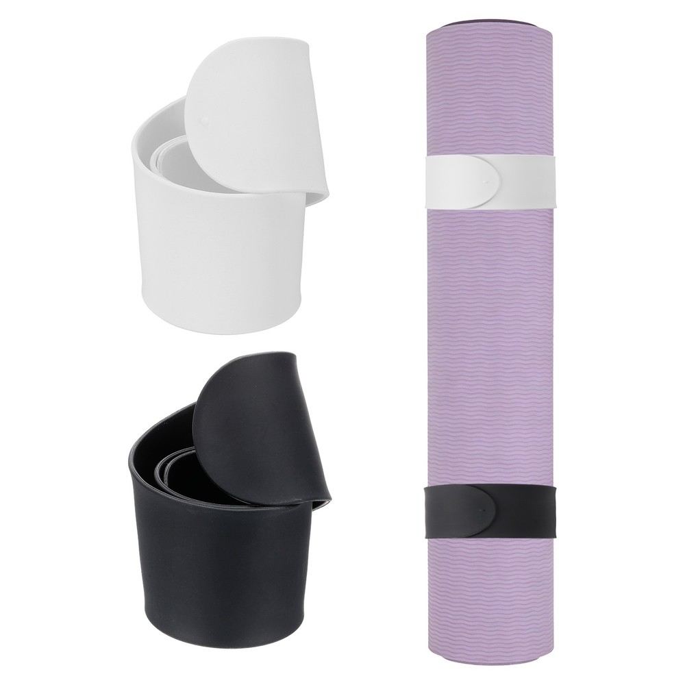 2Pcs Yoga Mat Strap Slap Band One Snap Yoga Mat Slap Band, Black/White