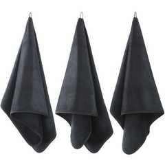 Wuwahold Microfiber Gym Towels Bigger Size Super 3P-15×31 inches, Pure Black