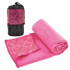 Hot Pink Non-Slip Yoga Towels with Grip Dots – Super Hot Pink