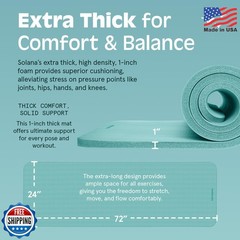 Retrospec Solana Yoga Mat 1″ Thick w/Nylon Strap for Men & Women – Non Slip Exer