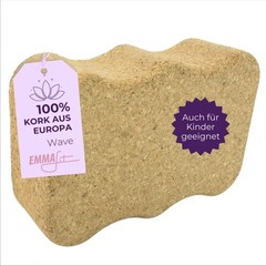 Cork Yoga Block “Wave” 227 x 150 x 75mm Natural Cork for Asanas Pilates Fitne