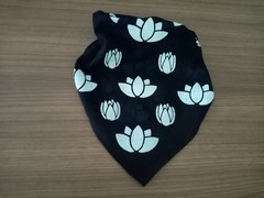 Lotus flower Yoga headband, black floral cotton bandana, yogi scarf,