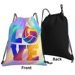Love Volleyball Unisex Drawstring Backpack Bag Sport Gym Travel Swim Sackpack