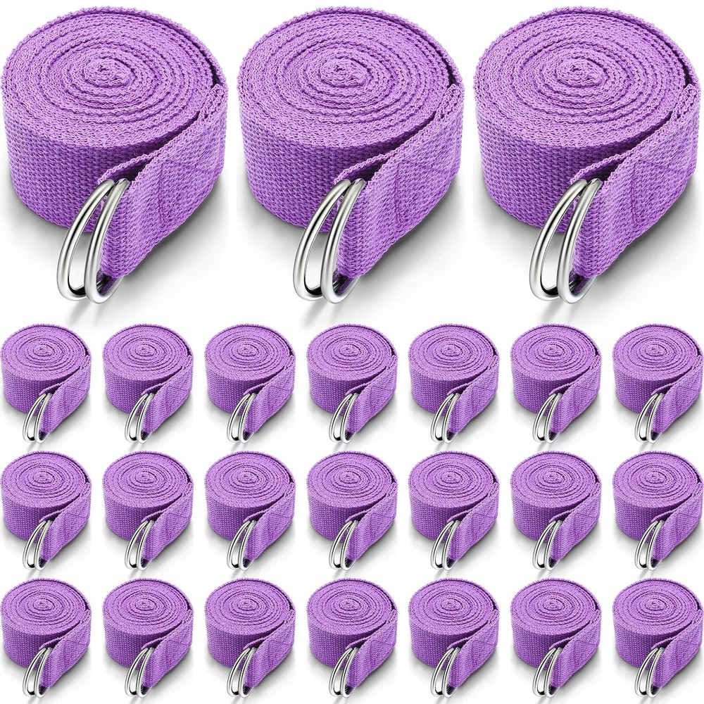 24 Pcs Yoga Strap Stretching Pilates Exercise Adjustable Straps 6 ft Non Elas…