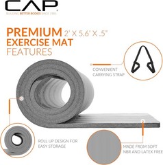CAP Barbell 1/2-Inch High Density Exercise Yoga Mat with Strap | Multiple Option