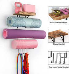 Yoga Mat Holder Accessories Wall Mount Organizer Storage Decor Foam Roller and T