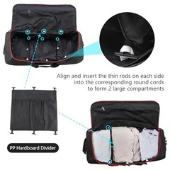 110L Expandable to 140L 32” Foldable Oxford Soft-Sided Rolling Duffle Black Red