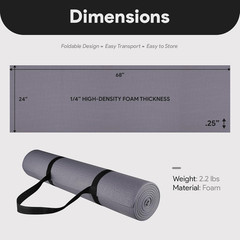 All Purpose 1/4-Inch High Density Anti-Tear Exercise Yoga Mat with Carrying Stra