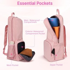 Yoga Mat Bag Carrier Zipper Closure Multi Functional Essential Pockets Pink