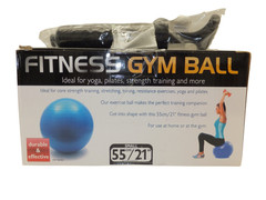 BLUE 55cm (22in) Exercise YOGA BALL & Pump Anti-Burst Stability Balance Gym ball