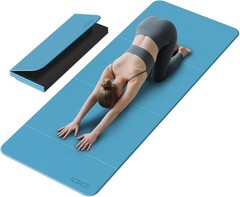Foldable Extra Large Yoga Mat 74″×31.5″, 8mm Double-Sided Non Slip Lightweigh…