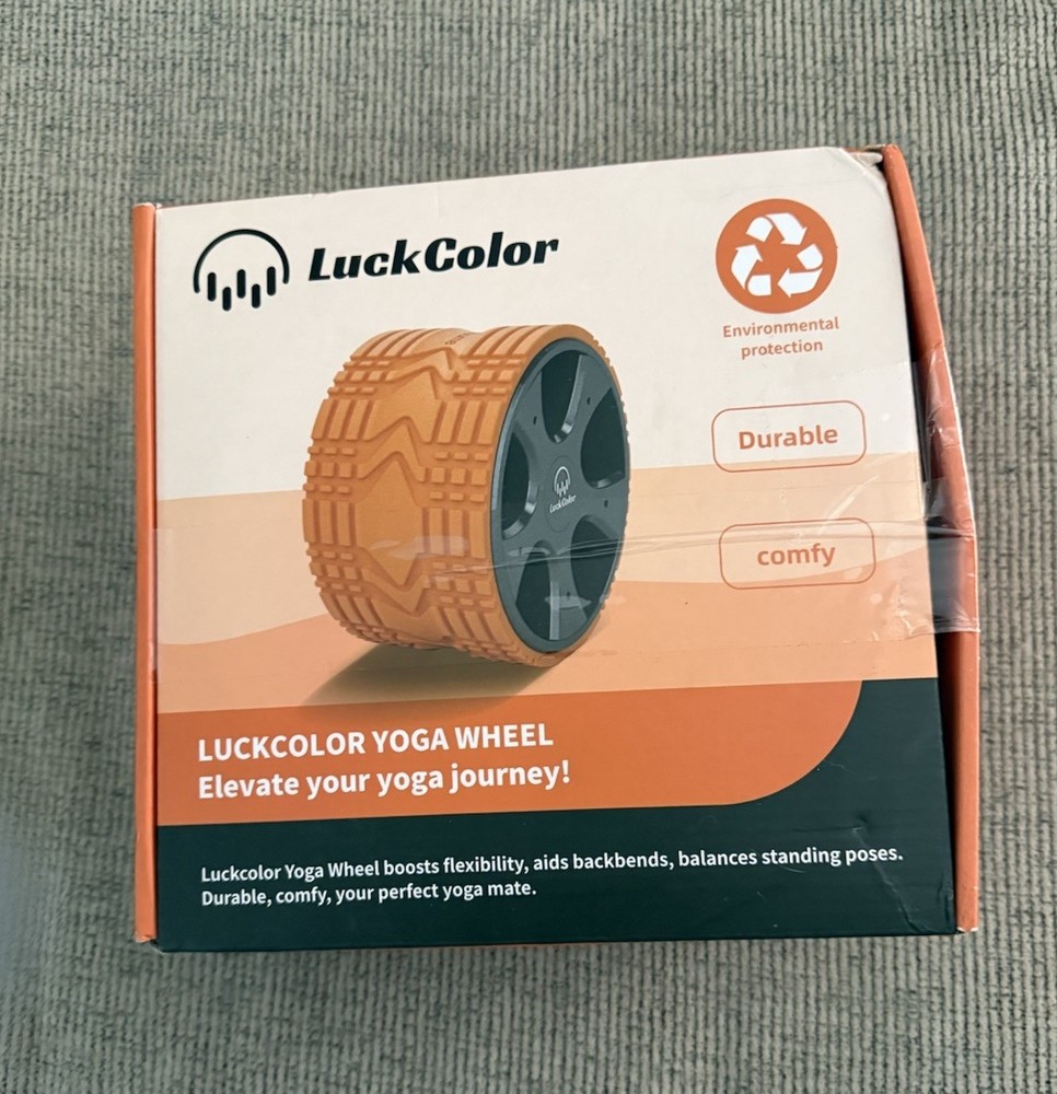 Brand New -LUCKCOLOR YOGA WHEEL -Blue Color-Padded Roller