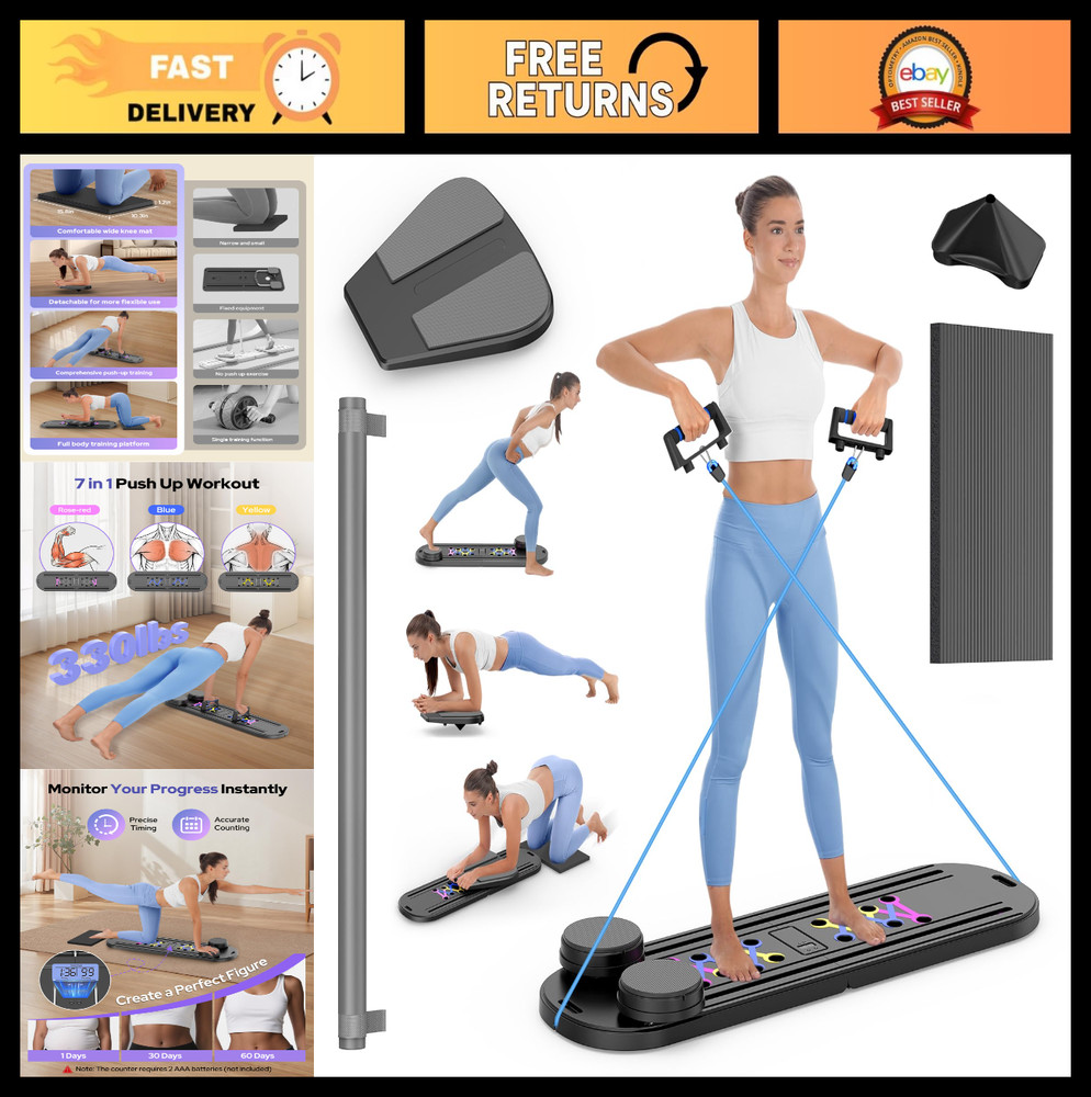 Foldable Pilates Reformer Set 7-in-1, Multi-Purpose Home Workout Equipment, Core