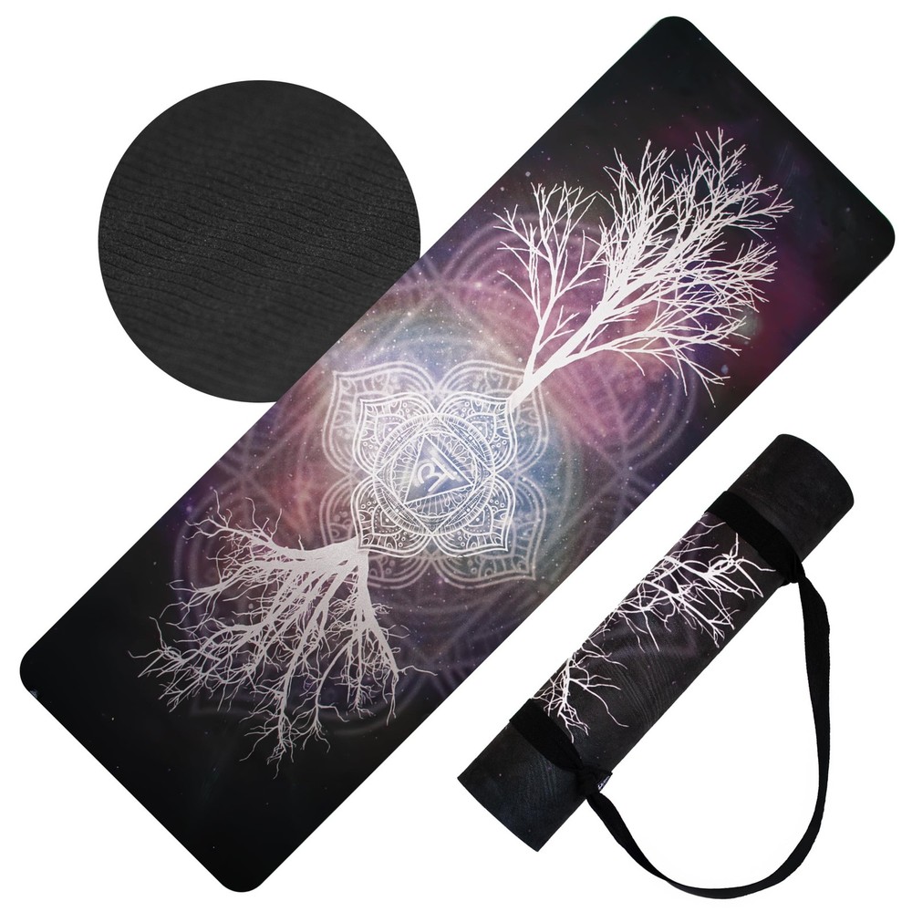 HIGHTOP Yoga Mat with Strap Non-Slip 6mm Thick, Premium Suede & TPE Tree-of-L…