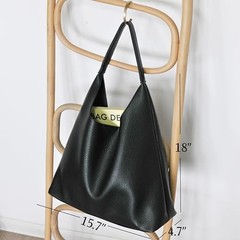 Hobo Bags for Women Soft Vegan Leather Shoulder Handbag Slouchy Tote Black