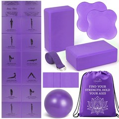 Foldable Yoga Mat and Blocks Set for with 2 Pack Yoga Blocks and Strap,Thin N…