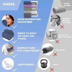 Vnoss Microfiber Gym Towels – Quick Dry Highly Absorbing Odor-Free For Women