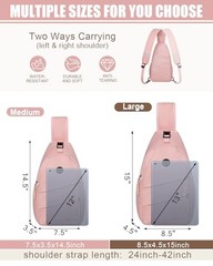 Crossbody Bags for Women Men Trendy Sling Bag Backpack Casual Chest Large Pink