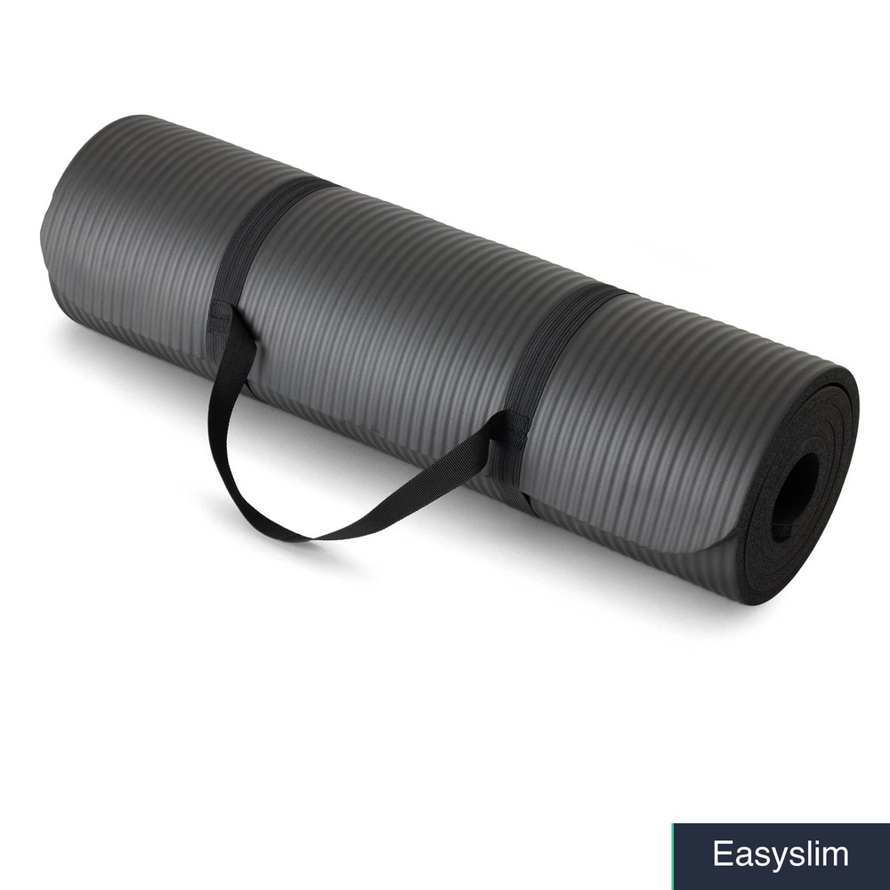 Yoga Mat Exercise 1/2 Inch Thick 74×24 Textured, Carrying Strap