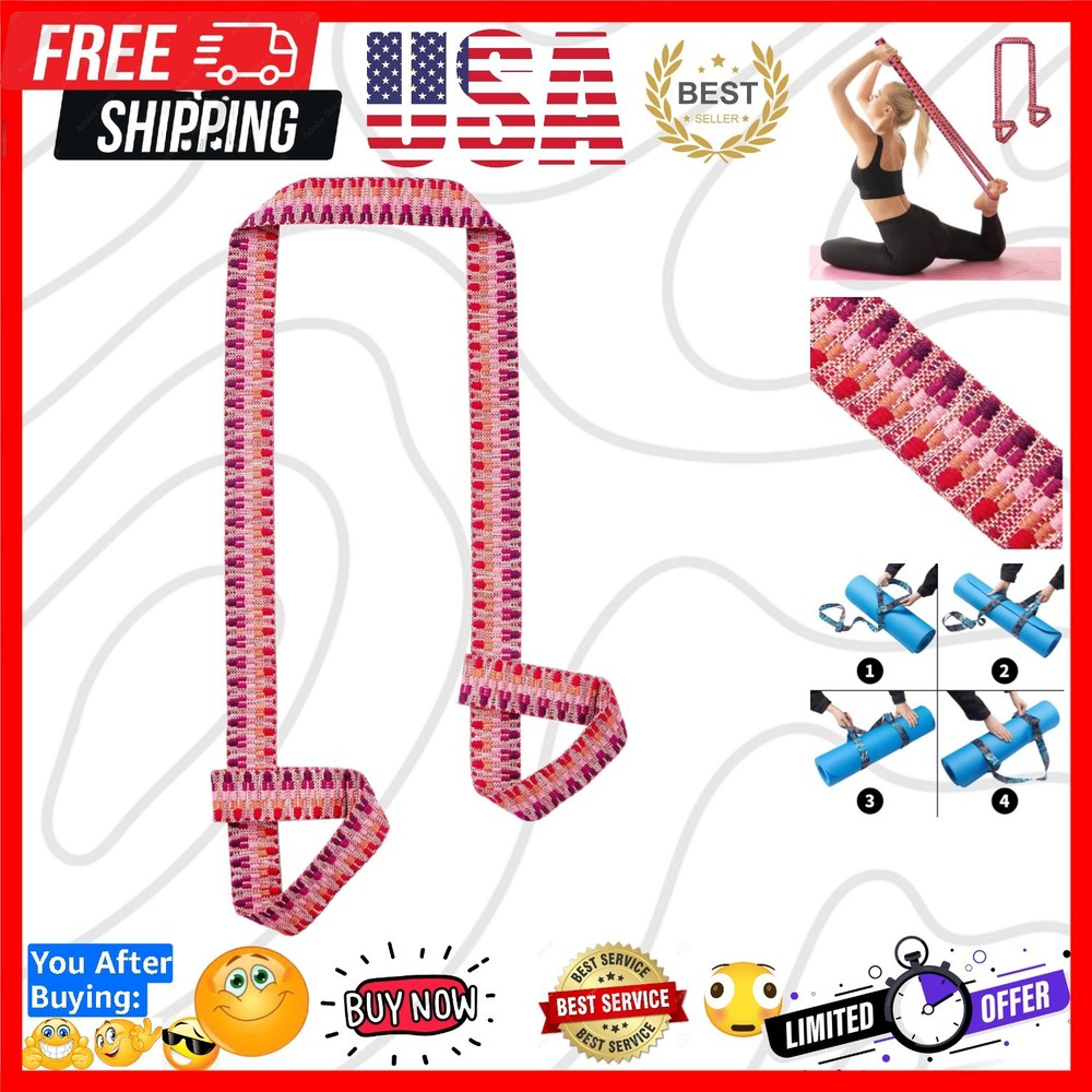 Yoga Mat Strap, Adjustable Durable Yoga Mat Carrier & Stretching Strap, Multi…