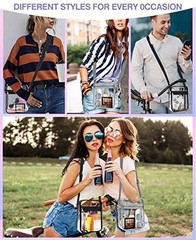 Clear Bag Stadium Approved,Clear Crossbody Purse Bag, with Adjustable Gray