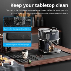 Silicone Coffee mat 24”x16” – Non-Slip Bar Mat with Detachable Drying La