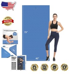 Extra Long TPE Yoga Mat 79″x40″ 1/2″ Thick Non-Slip Blue Home Gym Pilates