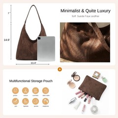 Slouchy Suede Hobo bag for Women Casual Shoulder Bag Soft Cresent Tote Purse …