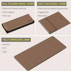 Foldable Extra Large Yoga Mat 74″×31.5″, 8mm Double-Sided Non Slip Lightweigh…