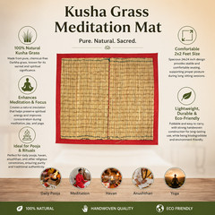 Traditional Durbha Grass Mat Kusha Asana for Meditation, Yoga &Puja 2X2 Ft 2-Pcs
