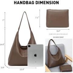 Casual Hobo Bag for Women Soft Shoulder Bags Slouchy Pu Leather Tote Coffee