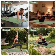 Thick Yoga Mat Non Slip, Large Size 72″ L x 32″ W x 0.6″ TH, Premium Exercise…