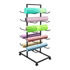 5 Tiers Yoga Mat Holder,Yoga Mat Storage Iron Rack,Yoga Mats Organizer Shelf